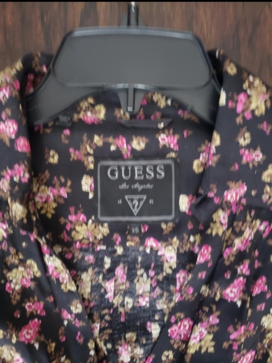 Guess Tops - GUESS Black Floral Blouse with Black And  Pink Flowers